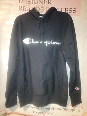 Champion Black Script Logo Hoodie